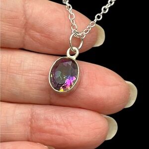 Mystic topaz Silver Pendant Necklace stamped .925